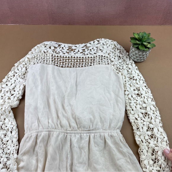 Blu Pepper Cream Lace Floral Romper Long Sleeve Shorts Outfit Women Medium - Picture 3 of 7